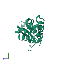 PDB entry 1l43 coloured by chain, side view.