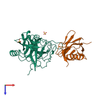 PDB entry 1l4d coloured by chain, top view.