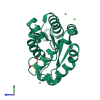 PDB entry 1l4y coloured by chain, side view.