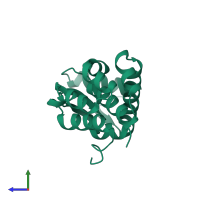 PDB entry 1l52 coloured by chain, side view.