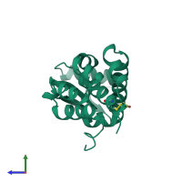 PDB entry 1l53 coloured by chain, side view.