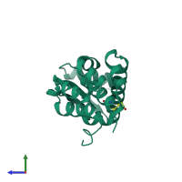 PDB entry 1l58 coloured by chain, side view.