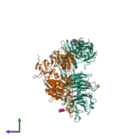 PDB entry 1l5g coloured by chain, side view.