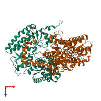 PDB entry 1l5h coloured by chain, top view.