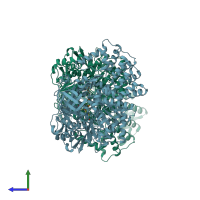 PDB entry 1l5j coloured by chain, side view.