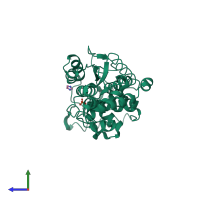 PDB entry 1l5n coloured by chain, side view.
