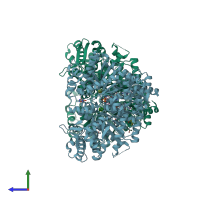 PDB entry 1l5s coloured by chain, side view.