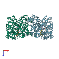 PDB entry 1l5w coloured by chain, top view.