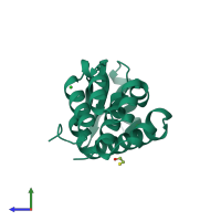 PDB entry 1l61 coloured by chain, side view.