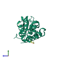 PDB entry 1l63 coloured by chain, side view.