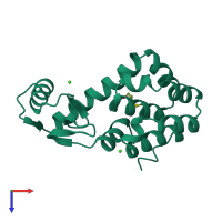 PDB entry 1l63 coloured by chain, top view.