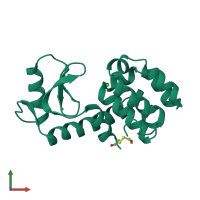 Monomeric assembly 1 of PDB entry 1l66 coloured by chemically distinct molecules, front view.