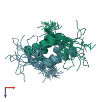 PDB entry 1l6e coloured by chain, ensemble of 24 models, top view.