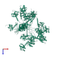 PDB entry 1l6n coloured by chain, ensemble of 20 models, top view.