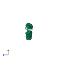 PDB entry 1l6t coloured by chain, ensemble of 10 models, side view.