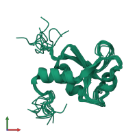 PDB entry 1l7b coloured by chain, ensemble of 10 models, front view.