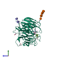 PDB entry 1l7g coloured by chain, side view.