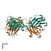 PDB entry 1l7i coloured by chain, top view.