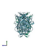 PDB entry 1l7j coloured by chain, side view.