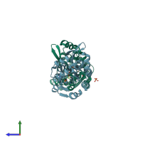 PDB entry 1l7m coloured by chain, side view.