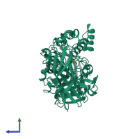 PDB entry 1l7q coloured by chain, side view.