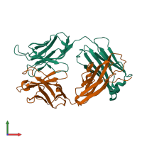 PDB entry 1l7t coloured by chain, front view.