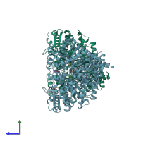PDB entry 1l7x coloured by chain, side view.