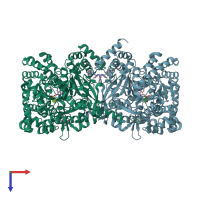 PDB entry 1l7x coloured by chain, top view.