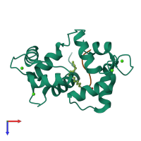 PDB entry 1l7z coloured by chain, top view.