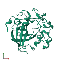 Monomeric assembly 1 of PDB entry 1l8f coloured by chemically distinct molecules, front view.