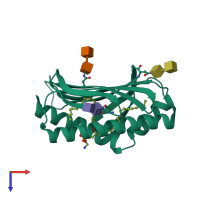 PDB entry 1l8j coloured by chain, top view.