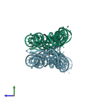 PDB entry 1l8v coloured by chain, side view.
