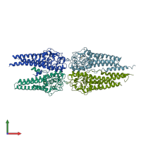PDB entry 1l8w coloured by chain, front view.