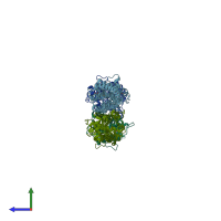 PDB entry 1l8w coloured by chain, side view.