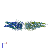 PDB entry 1l8w coloured by chain, top view.