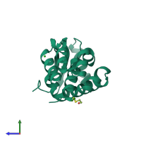 PDB entry 1l91 coloured by chain, side view.