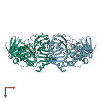 PDB entry 1l9e coloured by chain, top view.