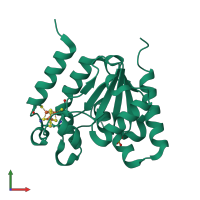 PDB entry 1l9g coloured by chain, front view.