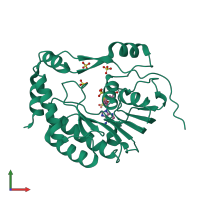 PDB entry 1l9k coloured by chain, front view.
