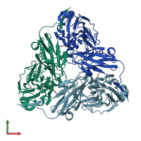 PDB entry 1l9r coloured by chain, front view.
