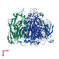 PDB entry 1l9r coloured by chain, top view.