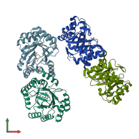 PDB entry 1l9w coloured by chain, front view.