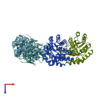 PDB entry 1l9w coloured by chain, top view.