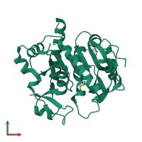 Monomeric assembly 2 of PDB entry 1l9x coloured by chemically distinct molecules, front view.