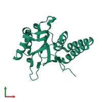 PDB entry 1la1 coloured by chain, front view.