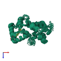 PDB entry 1la3 coloured by chain, ensemble of 14 models, top view.