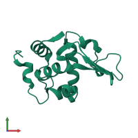 Monomeric assembly 1 of PDB entry 1laa coloured by chemically distinct molecules, front view.