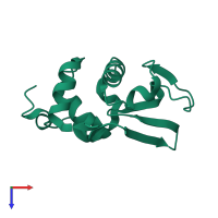 PDB entry 1laa coloured by chain, top view.