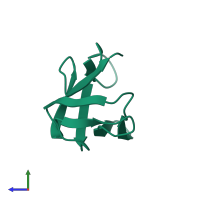 PDB entry 1lac coloured by chain, side view.