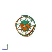 PDB entry 1lai coloured by chain, side view.
